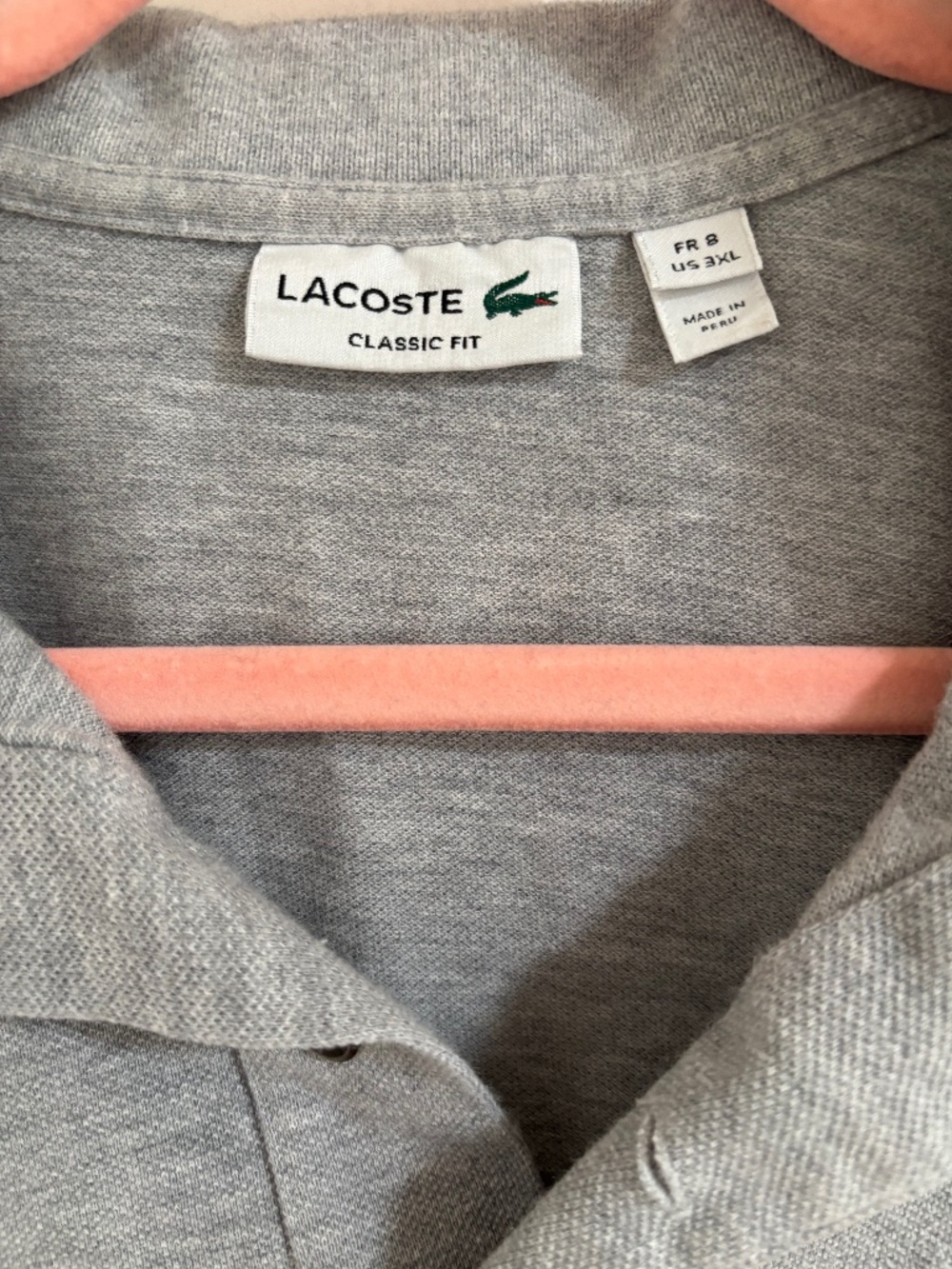 Lacoste Men's Gray Piqué Polo Shirt - Size FR 8 (Fits like XL)